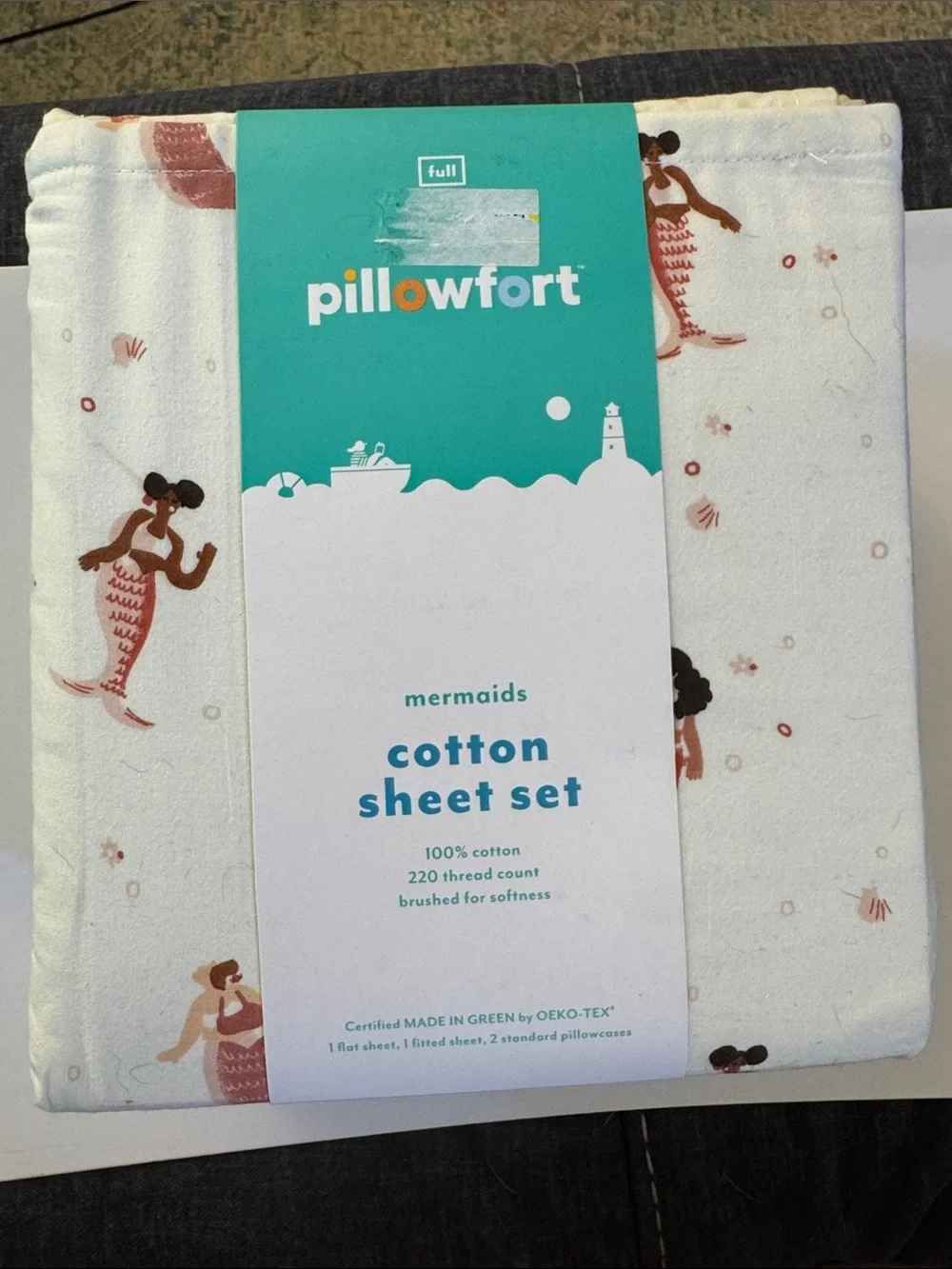 Pillowfort Mermaids Cotton Sheet Set Flat size D38